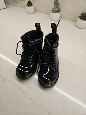 Toddler Dr Martens- Black Patent Lace-Up Kids's Combat Boots